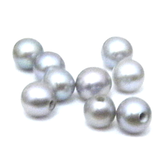 Grey 4mm Half Drilled Round Single Pearl
